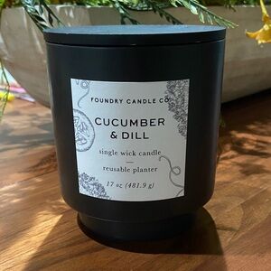 Foundry Candle Co. Cucumber & Dill Candle. Single Wick, Reusable Planter NEW